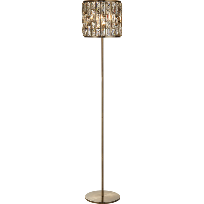 Searchlight 6589AB Bijou Floor Lamp - Antique Brass Metal & Champagne Glass