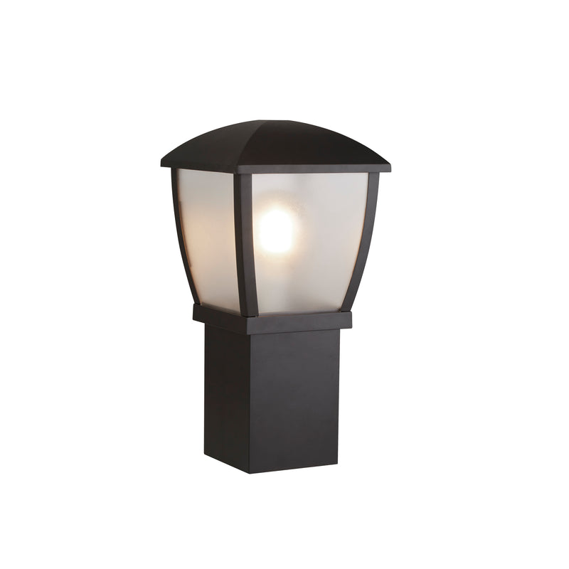 Searchlight 6591-450 Seattle Post - Black Metal & Clear Frosted Polycarbonate