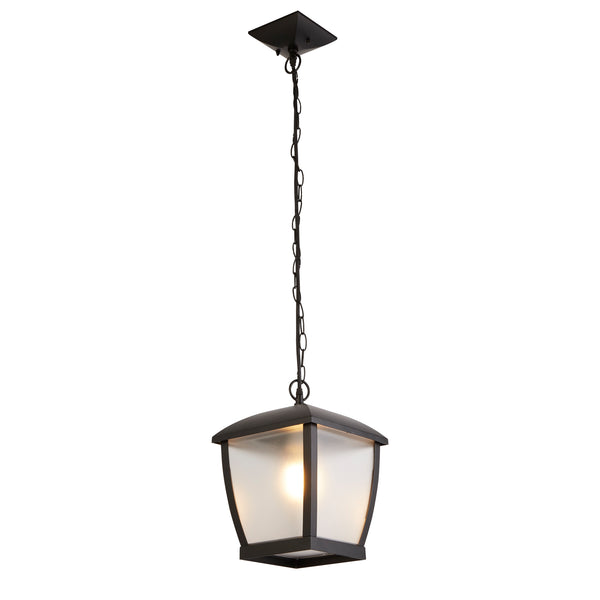 Searchlight 6592BK Seattle Pendant - Black Metal & Clear Frosted Polycarbonate