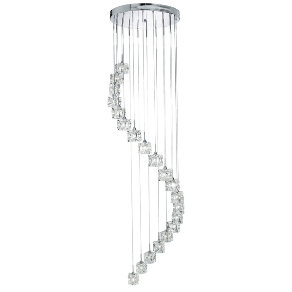 Searchlight 6720-20-LED Ice Cube 20Lt Multi-Drop Pendant  - Chrome Metal & Glass