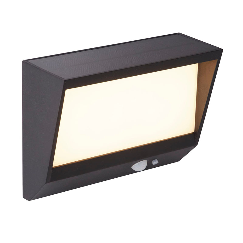 Searchlight 67418BK Solar Outdoor Wall Light - Black Metal & White Polycarbonate