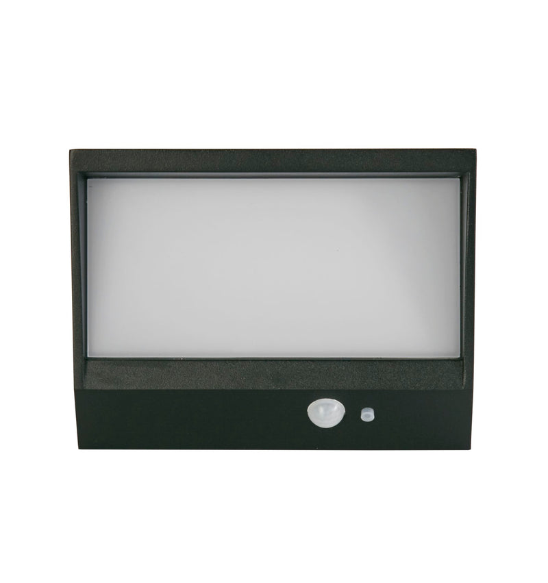 Searchlight 67418BK Solar Outdoor Wall Light - Black Metal & White Polycarbonate