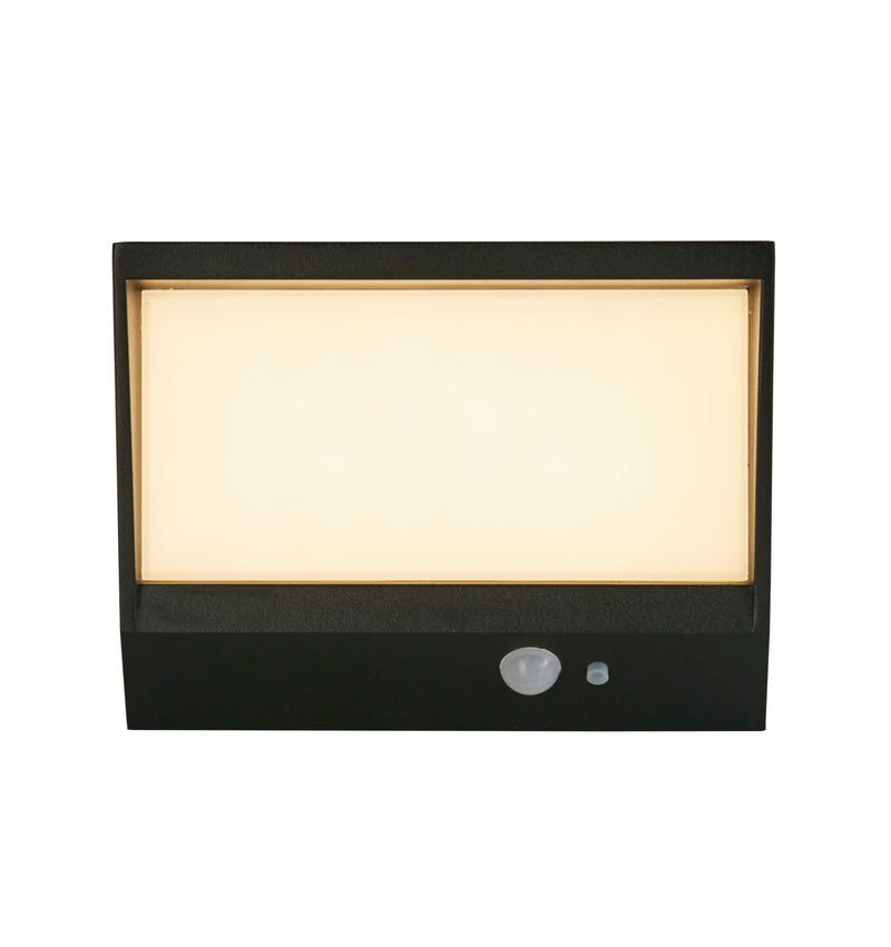 Searchlight 67418BK Solar Outdoor Wall Light - Black Metal & White Polycarbonate