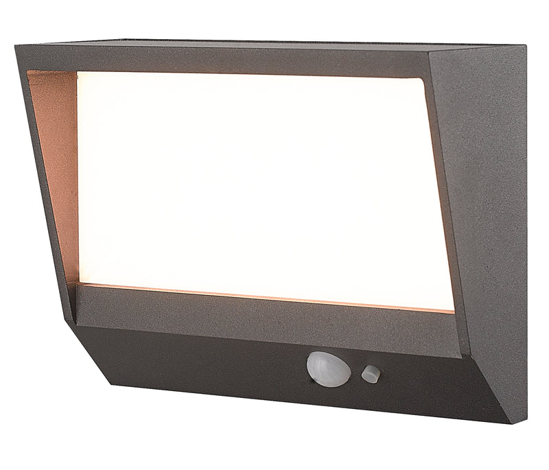 Searchlight 67418BK Solar Outdoor Wall Light - Black Metal & White Polycarbonate