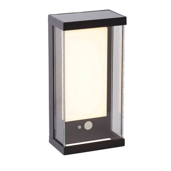 Searchlight 67419BK Solar Outdoor Wall Light - Black Metal & White Polycarbonate