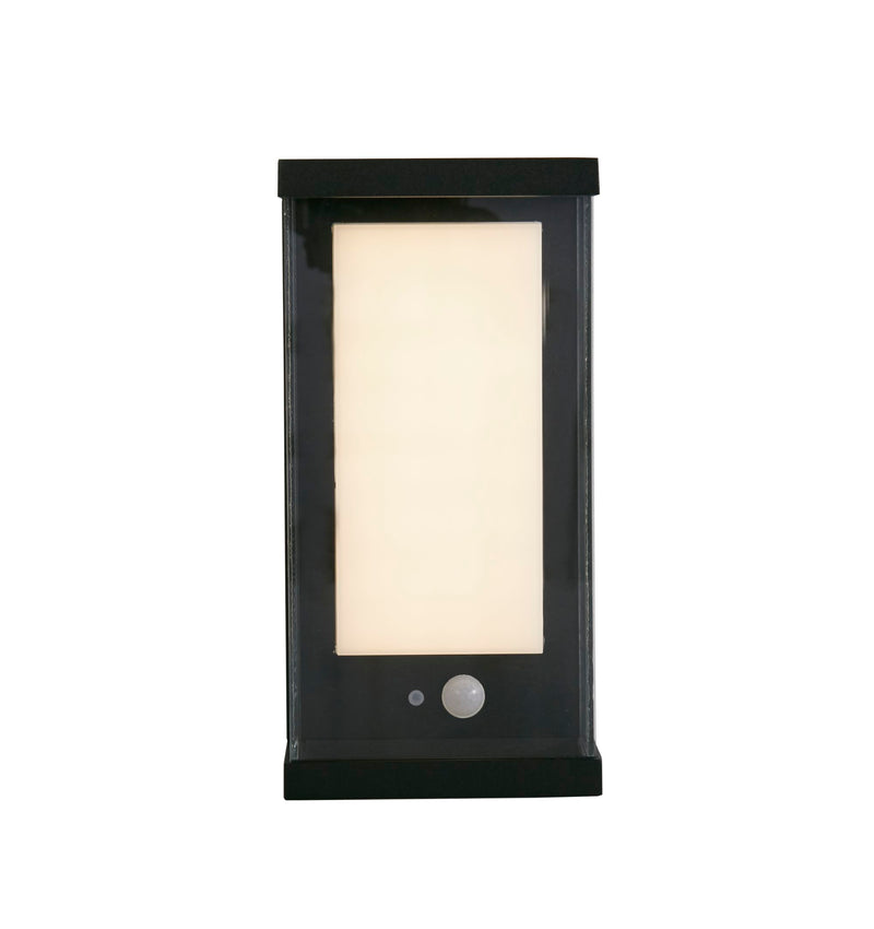 Searchlight 67419BK Solar Outdoor Wall Light - Black Metal & White Polycarbonate