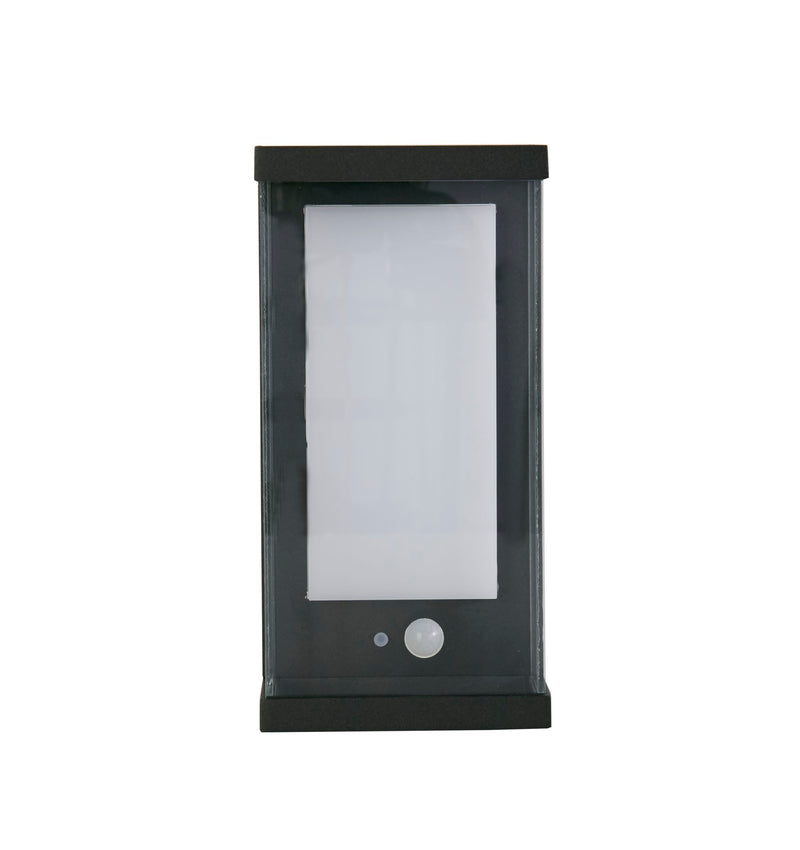 Searchlight 67419BK Solar Outdoor Wall Light - Black Metal & White Polycarbonate