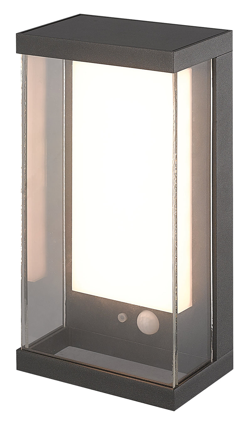 Searchlight 67419BK Solar Outdoor Wall Light - Black Metal & White Polycarbonate