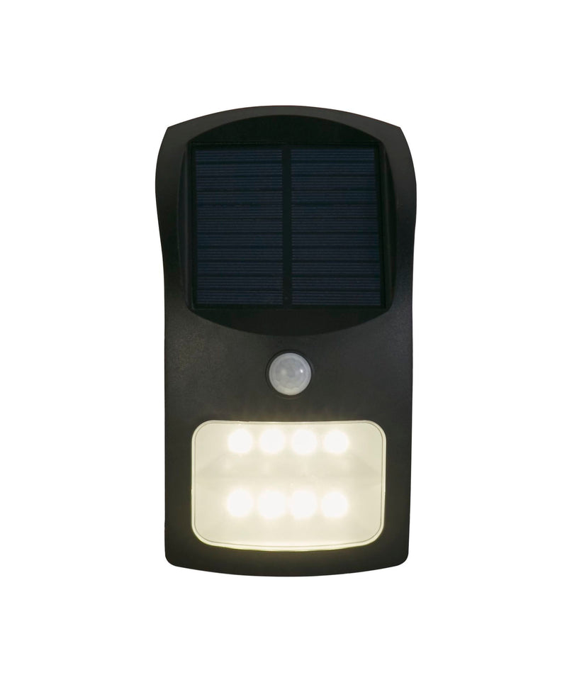 Searchlight 67420BK-PIR Solar Outdoor Wall Light - Black Metal & White Polycarbonate - Searchlight - Falcon Electrical UK