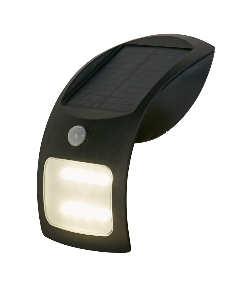 Searchlight 67420BK-PIR Solar Outdoor Wall Light - Black Metal & White Polycarbonate - Searchlight - Falcon Electrical UK