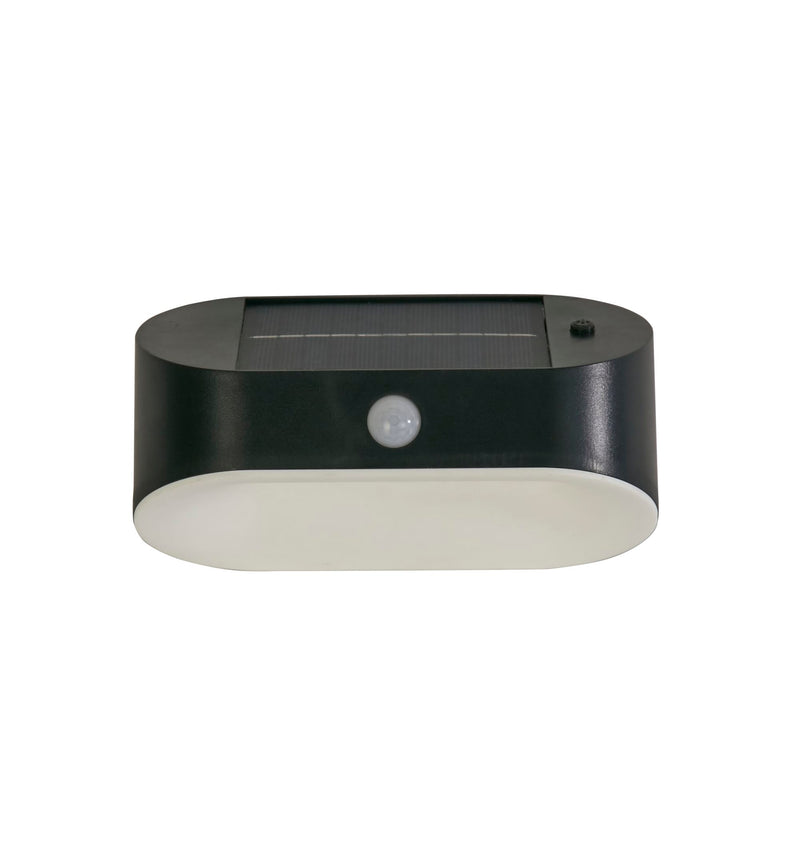 Searchlight 67421BK-PIR Solar Outdoor Wall Light - Black Metal & White Polycarbonate