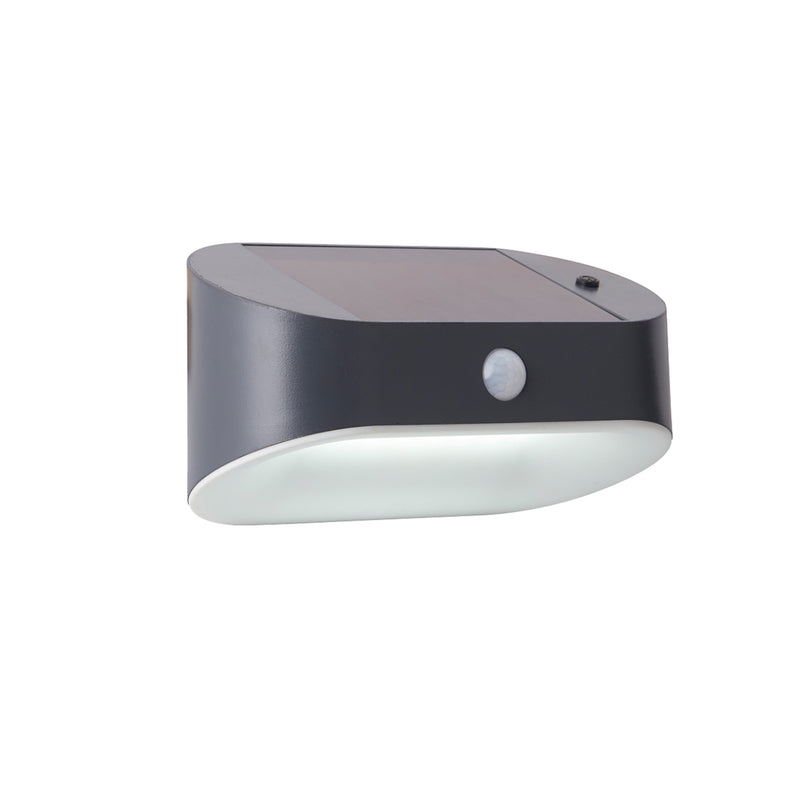 Searchlight 67421BK-PIR Solar Outdoor Wall Light - Black Metal & White Polycarbonate