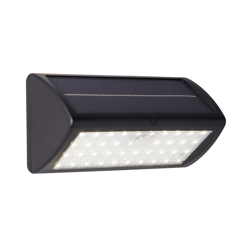 Searchlight 67422BK-PIR Solar Outdoor Wall Light - Black Metal & White Polycarbonate