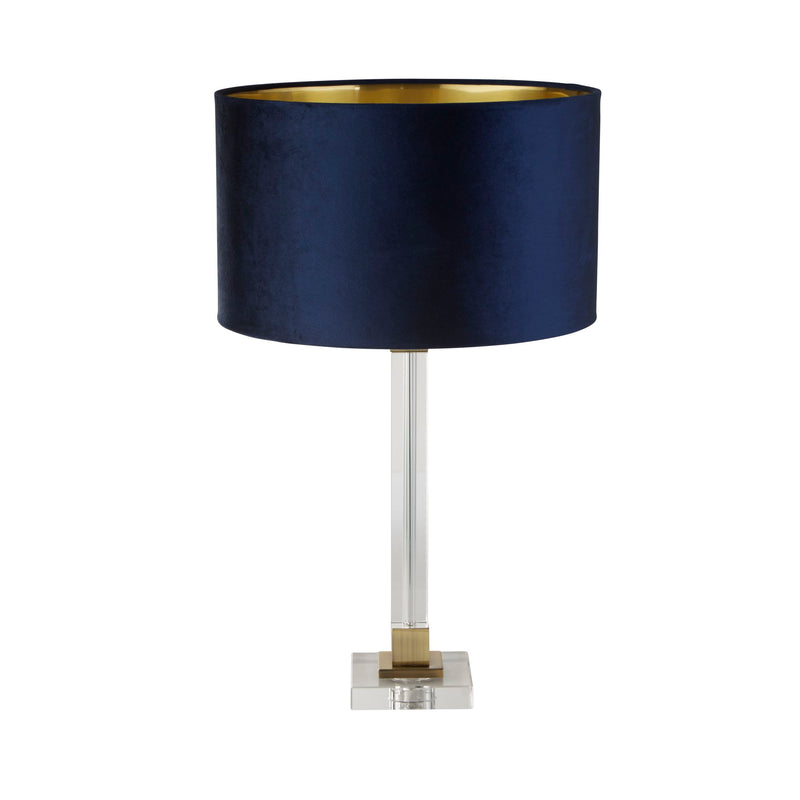 Searchlight 67522AZ Scarborough Table Lamp - Crystal, Brass Metal & Navy Velvet - Searchlight - Falcon Electrical UK