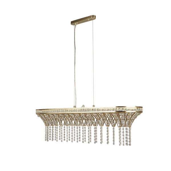 Searchlight 68510-8SB Gemma 8Lt Bar Pendant - Satin Brass & Clear Crystal