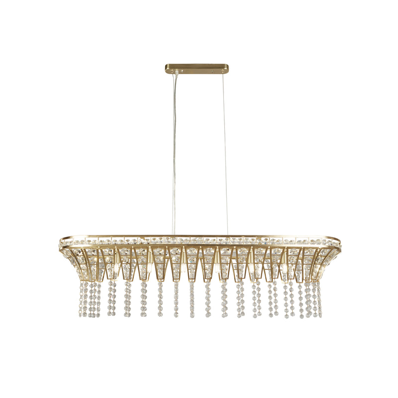 Searchlight 68510-8SB Gemma 8Lt Bar Pendant - Satin Brass & Clear Crystal