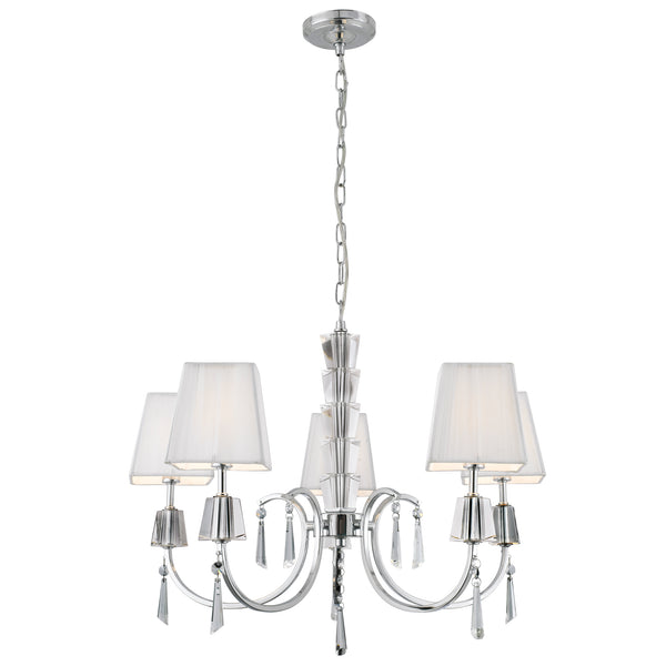 Searchlight 6885-5CC Portico 5Lt Pendant - Chrome Metal, Acrylic & String Shades