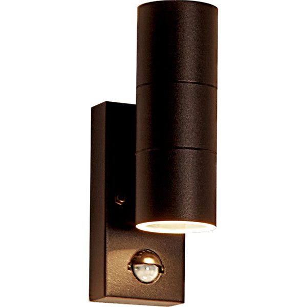 Searchlight 7008-2RUS-LED Metro Outdoor Wall Light - Rustic Brown Metal & Glass