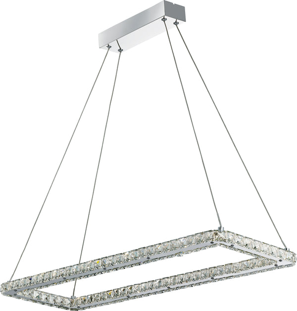 Searchlight 7012CC Clover Rectangular Pendant - Chrome & Clear Glass