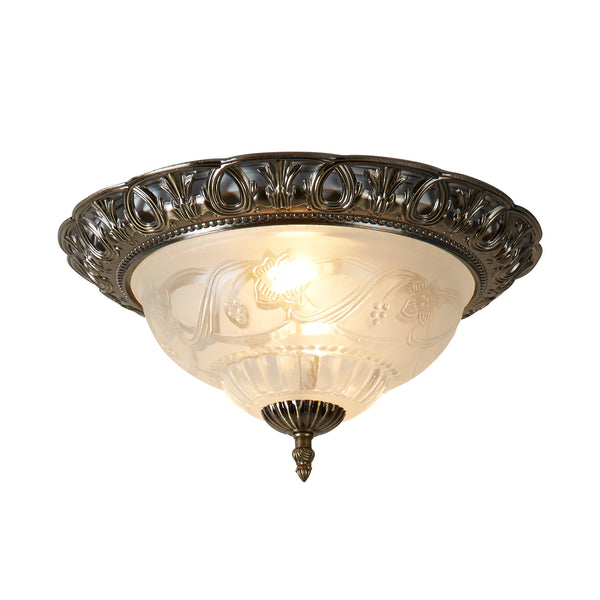 Searchlight 7045-13 Derby Flush  - Antique Brass Metal & Glass