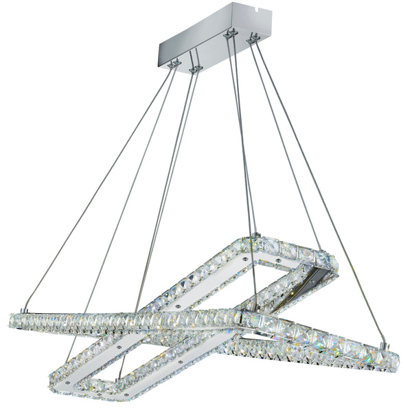 Searchlight 7123CC Clover 2Lt LED Pendant - Chrome & Clear Glass