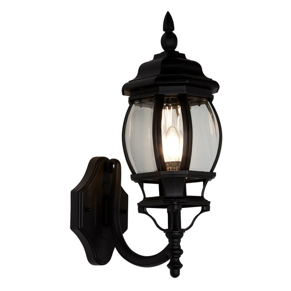 Searchlight 7144-1 Bel Aire Outdoor Wall Light - Black Metal & Clear Glass