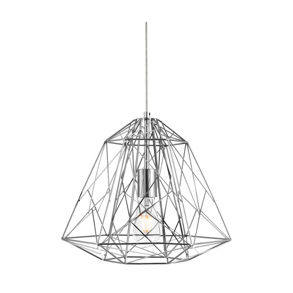 Searchlight 7271CC Geometric Cage Ceiling Pendant - Chrome Metal