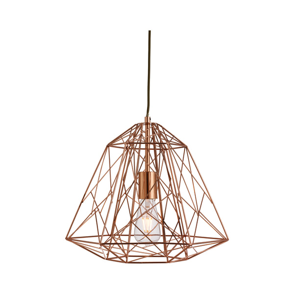 Searchlight 7271CU Geometric Pendant - Shiny Copper Metal