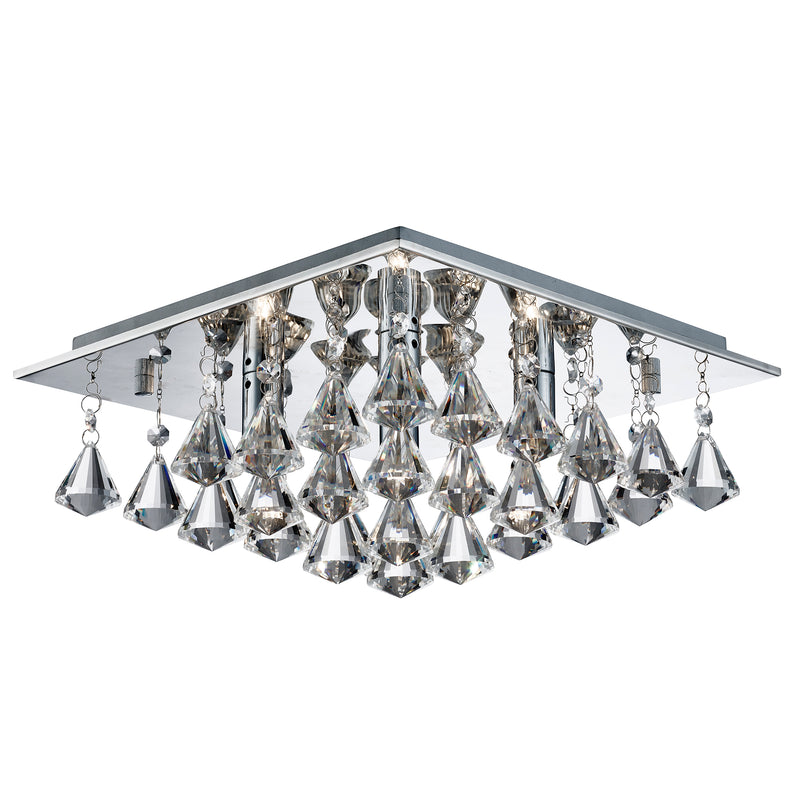 Searchlight 7304-4CC Hanna 4Lt Flush -  Chrome & Clear Crystal Drops