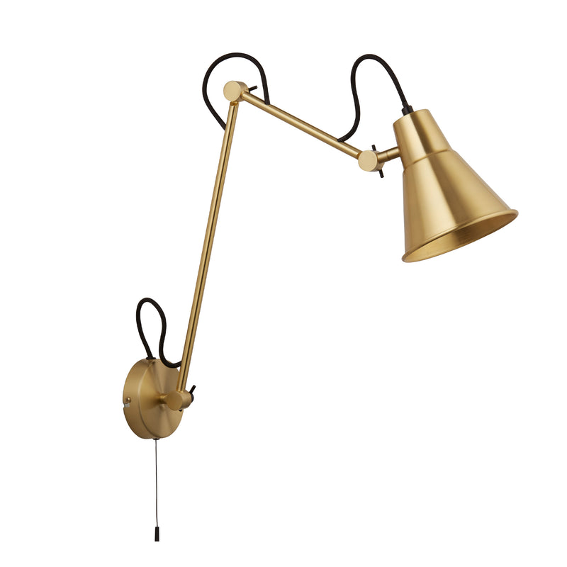 Searchlight 7403PB Swing Arm Wall Light - Brass Metal