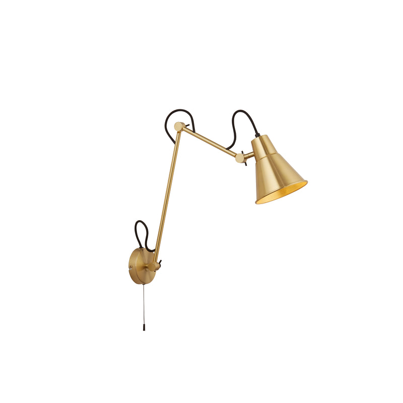 Searchlight 7403PB Swing Arm Wall Light - Brass Metal