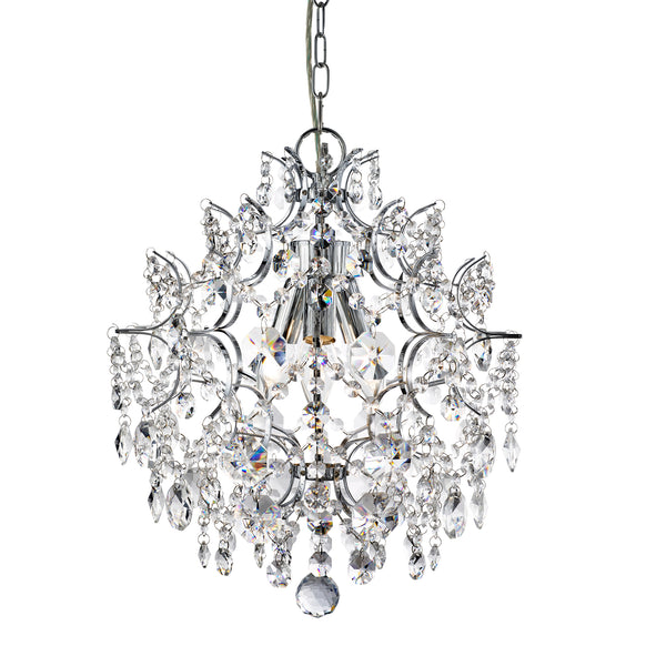 Searchlight 7673-3CC Harrietta  3Lt Pendant - Chrome Metal & Clear Crystal