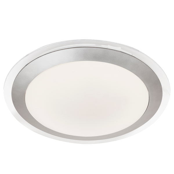 Searchlight 7684-33SI Chester LED Bathroom Flush  -  Acrylic & Silver Metal, IP44