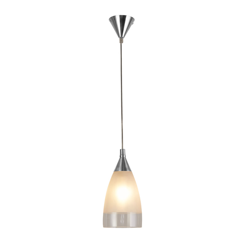 Searchlight 7702 Ankara Pendant - Satin Silver & Acid Glass