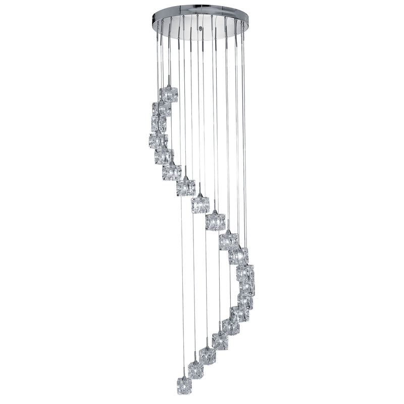 Searchlight 7820-20-LED Ice Cube  20Lt Multi-Drop Pendant  - Chrome Metal & Glass