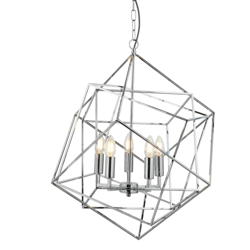 Searchlight 7865-5CC Cube 5Lt Pendant - Polished Chrome Metal