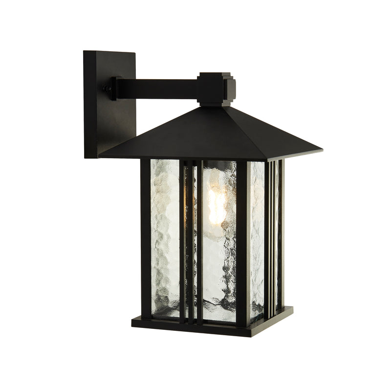 Searchlight 7926BK Venice Outdoor Wall Light  -  Black & Water Glass, IP44