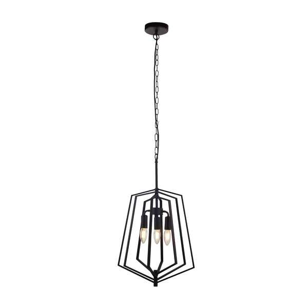 Searchlight 7973BK Slinky 3Lt Ceiling Pendant - Black Metal