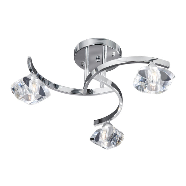 Searchlight 8083-3CC Sculptured Ice II 3Lt Flush - Chrome & Glass