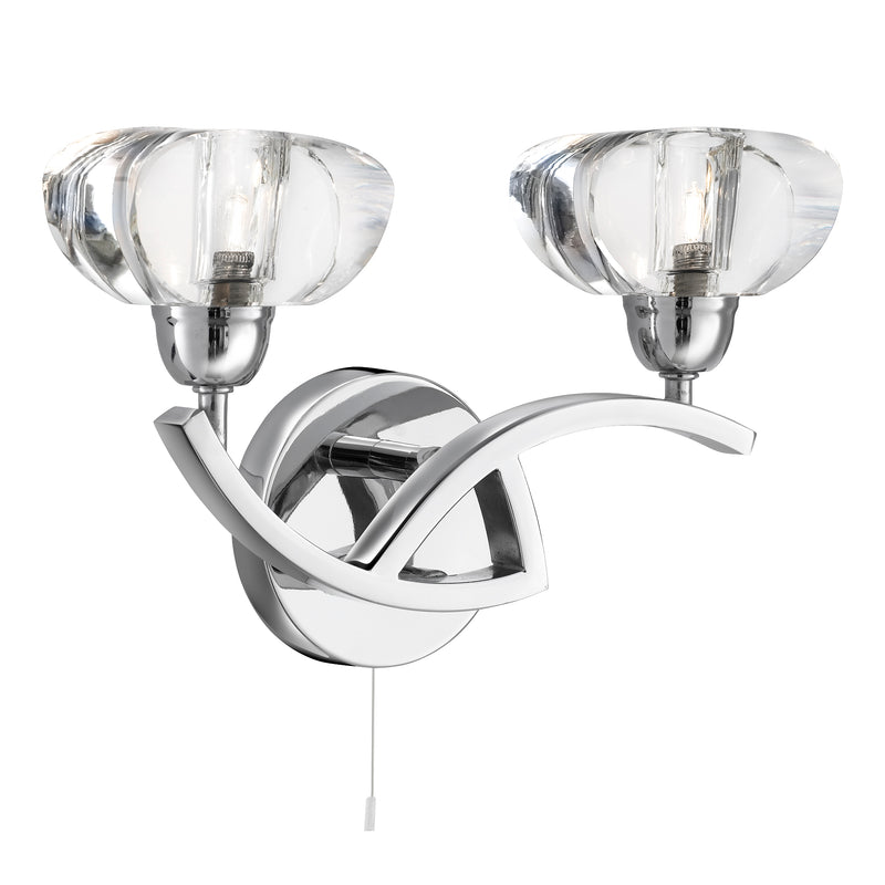 Searchlight 8086-2CC Sculptured Ice II 2Lt Wall Light - Chrome & Glass