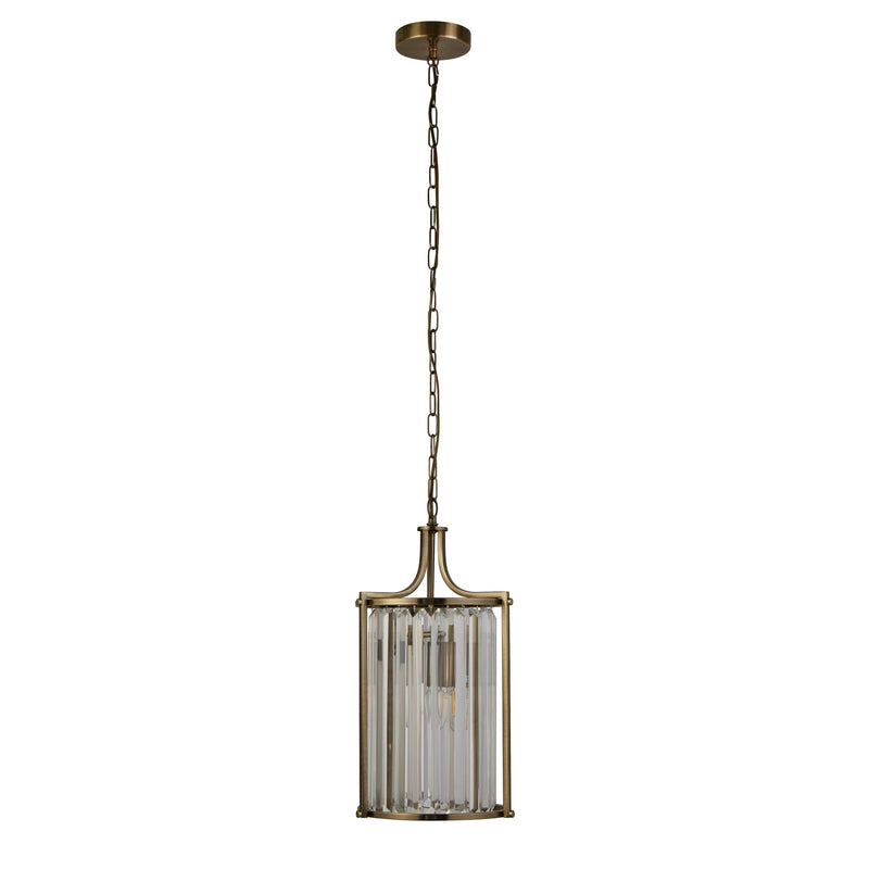 Searchlight 8092-2AB Victoria 2Lt Pendant - Antique Brass Metal & Clear Crystal - Searchlight - Falcon Electrical UK