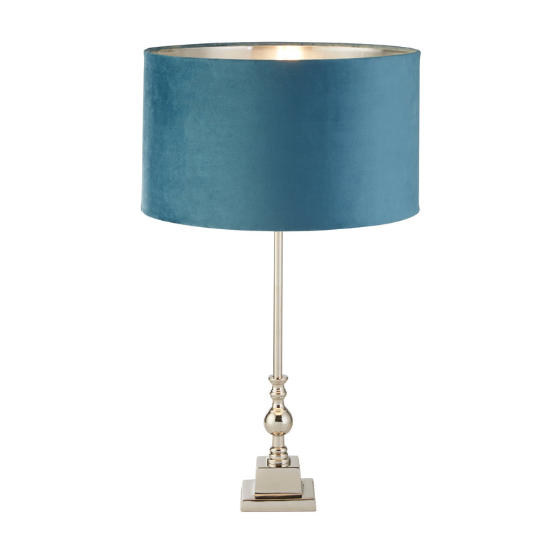 Searchlight 81214TE Whitby Table Lamp - Chrome Metal & Teal Velvet Shade