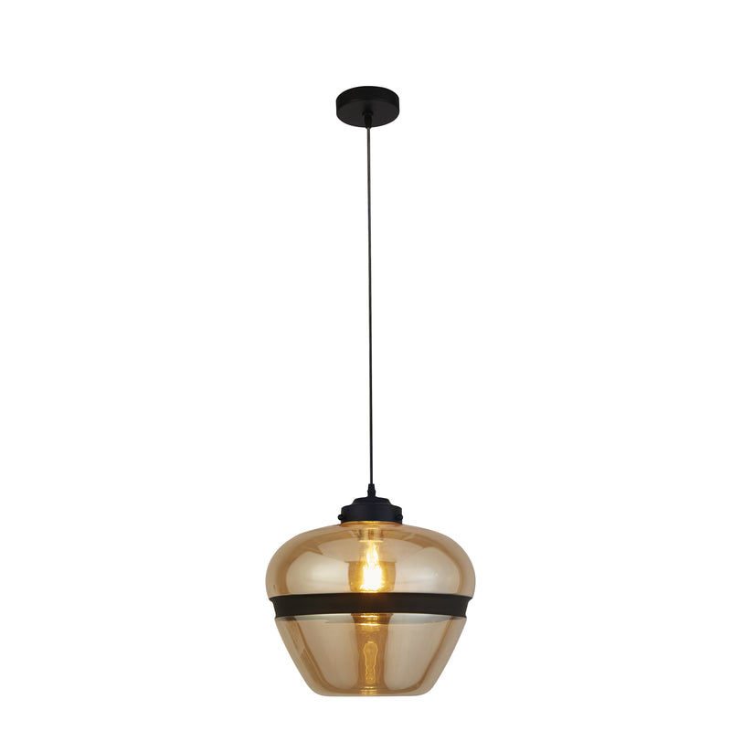 Searchlight 8131-1CP Meringue Ceiling Pendant - Black Metal & Champagne Glass