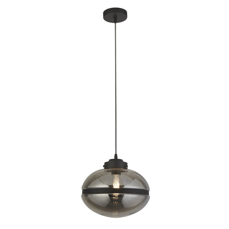 Searchlight 8131-1SM Meringue Ceiling Pendant - Black Metal & Smoked Glass