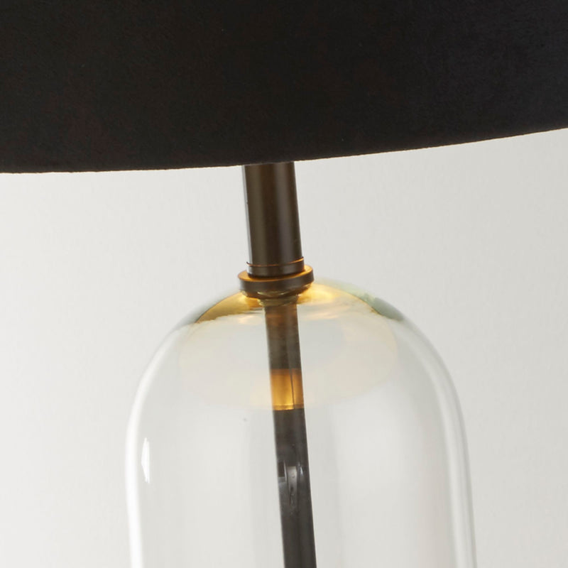 Searchlight 81710BK Oxford Table Lamp- Glass, Black Metal, Marble & Black Velvet