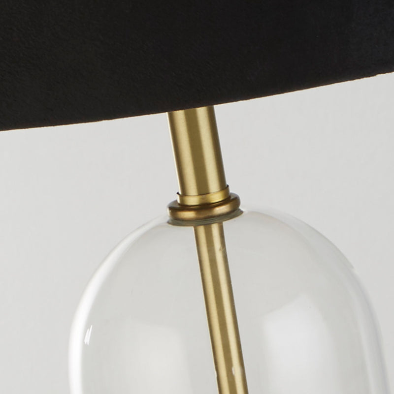 Searchlight 81712BK Oxford Table Lamp - Glass, Brass Metal & Black Velvet Shade