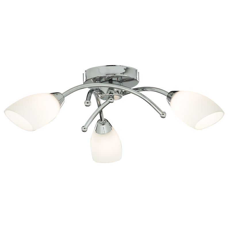 Searchlight 8183-3CC Opera 3Lt Flush -Chrome Metal & Opal Glass