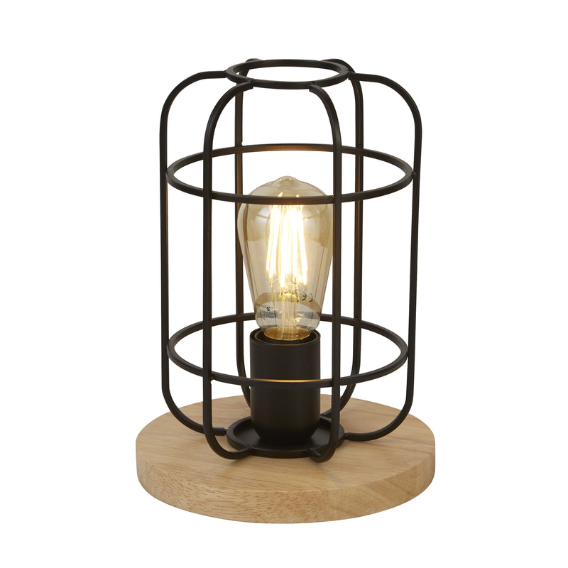 Searchlight 81951-1BK Vision Table Lamp - Matt Black Metal & Wood