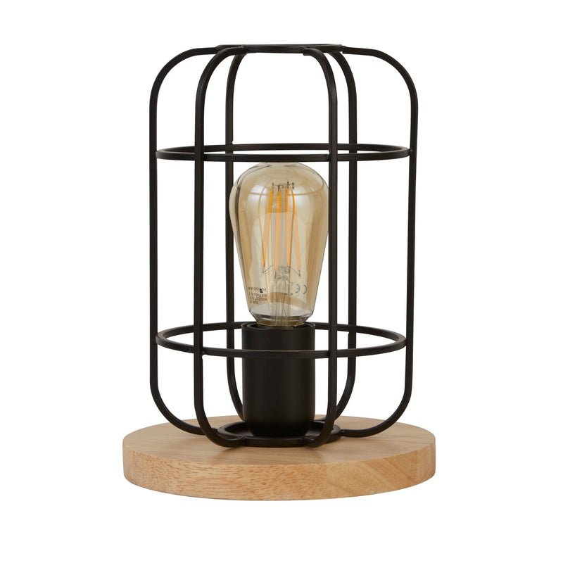 Searchlight 81951-1BK Vision Table Lamp - Matt Black Metal & Wood