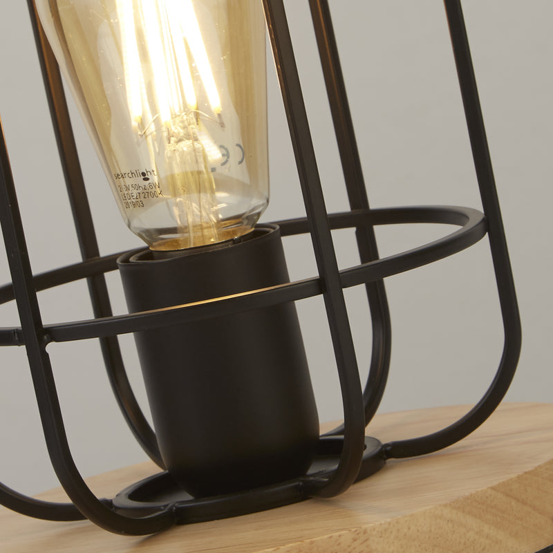 Searchlight 81951-1BK Vision Table Lamp - Matt Black Metal & Wood